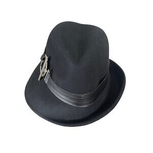 SCALA‎ COLLEZIONE  BLACK 100% WOOL FEDORA HAT NWT